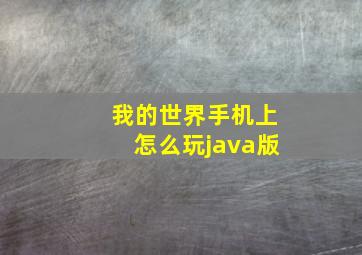 我的世界手机上怎么玩java版