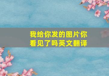 我给你发的图片你看见了吗英文翻译