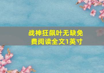 战神狂飙叶无缺免费阅读全文1英寸