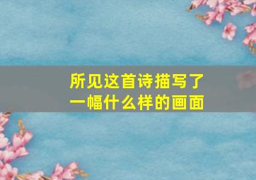 所见这首诗描写了一幅什么样的画面