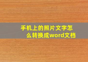 手机上的照片文字怎么转换成word文档