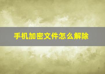 手机加密文件怎么解除