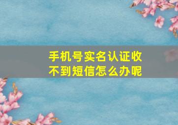 手机号实名认证收不到短信怎么办呢