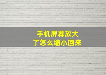 手机屏幕放大了怎么缩小回来