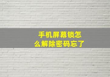 手机屏幕锁怎么解除密码忘了