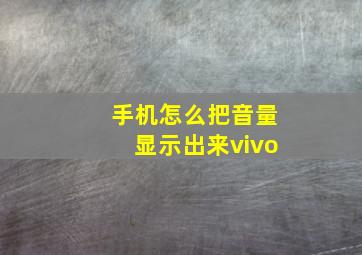 手机怎么把音量显示出来vivo