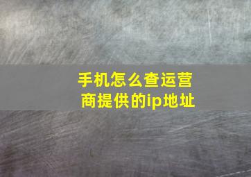 手机怎么查运营商提供的ip地址