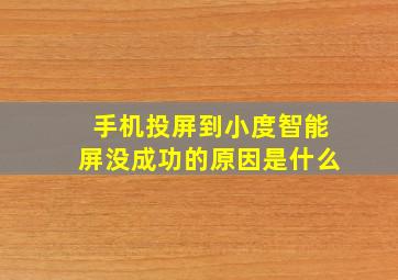 手机投屏到小度智能屏没成功的原因是什么