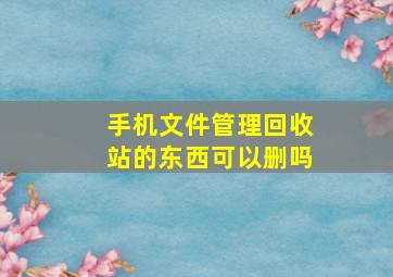 手机文件管理回收站的东西可以删吗