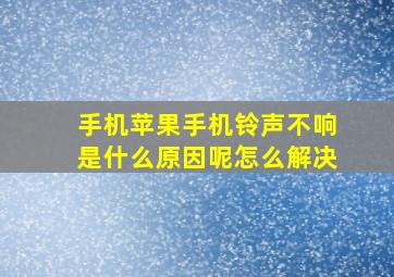 手机苹果手机铃声不响是什么原因呢怎么解决