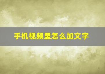 手机视频里怎么加文字