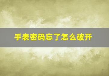 手表密码忘了怎么破开