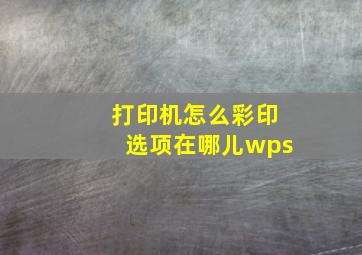 打印机怎么彩印选项在哪儿wps