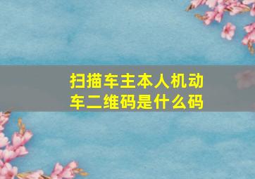 扫描车主本人机动车二维码是什么码