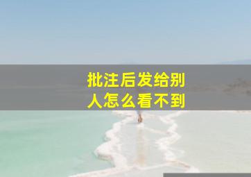 批注后发给别人怎么看不到