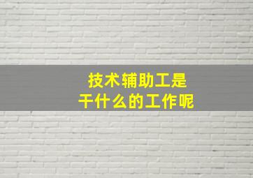 技术辅助工是干什么的工作呢