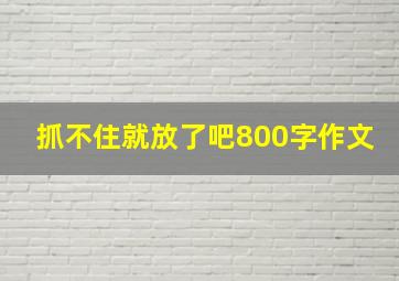 抓不住就放了吧800字作文