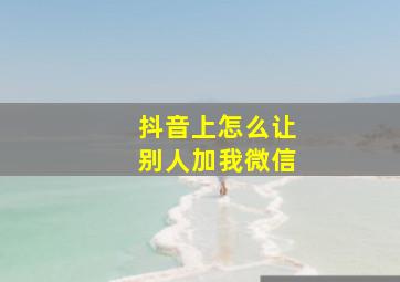 抖音上怎么让别人加我微信