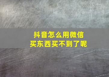 抖音怎么用微信买东西买不到了呢