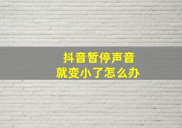 抖音暂停声音就变小了怎么办