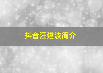 抖音汪建波简介