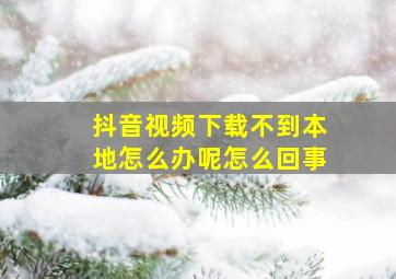 抖音视频下载不到本地怎么办呢怎么回事