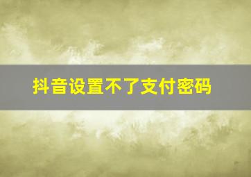 抖音设置不了支付密码