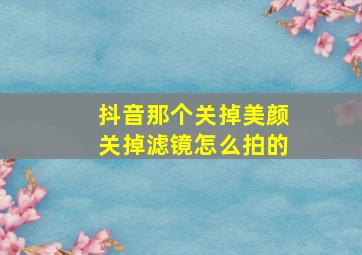 抖音那个关掉美颜关掉滤镜怎么拍的