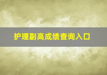 护理副高成绩查询入口