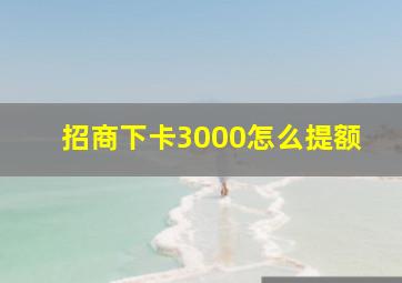 招商下卡3000怎么提额