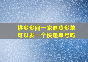 拼多多同一家退货多单可以发一个快递单号吗