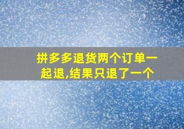 拼多多退货两个订单一起退,结果只退了一个