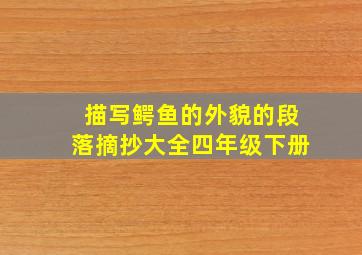 描写鳄鱼的外貌的段落摘抄大全四年级下册