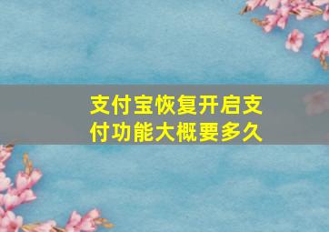 支付宝恢复开启支付功能大概要多久