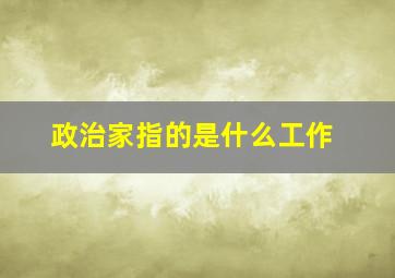 政治家指的是什么工作