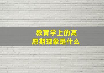 教育学上的高原期现象是什么