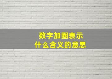 数字加圈表示什么含义的意思