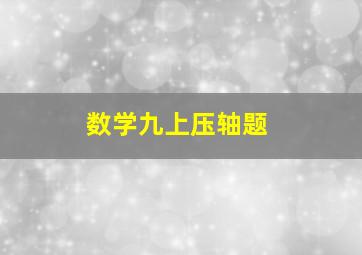 数学九上压轴题