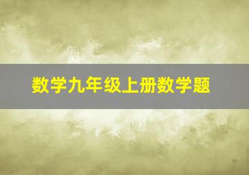 数学九年级上册数学题