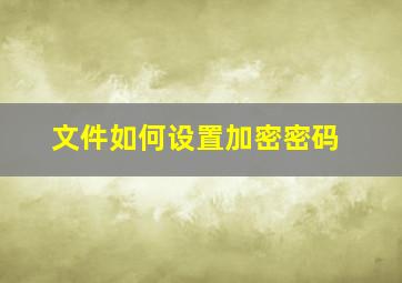 文件如何设置加密密码