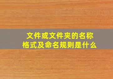 文件或文件夹的名称格式及命名规则是什么