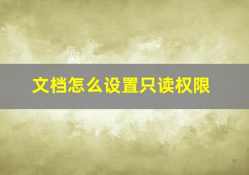 文档怎么设置只读权限