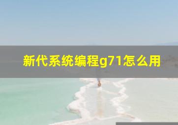 新代系统编程g71怎么用