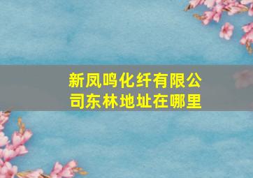 新凤鸣化纤有限公司东林地址在哪里