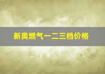 新奥燃气一二三档价格