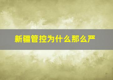 新疆管控为什么那么严