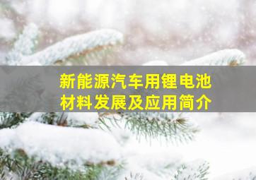 新能源汽车用锂电池材料发展及应用简介