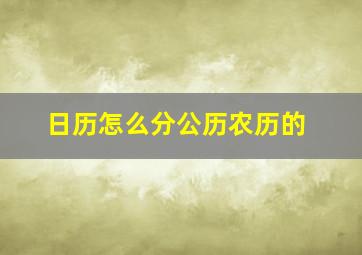 日历怎么分公历农历的