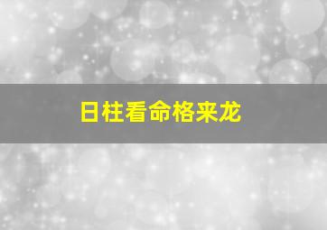 日柱看命格来龙