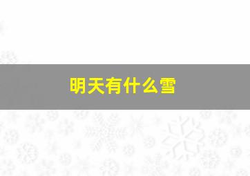 明天有什么雪